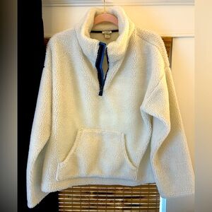 J. Crew Sherpa Pullover with Blue Striped Zipper NWOT
